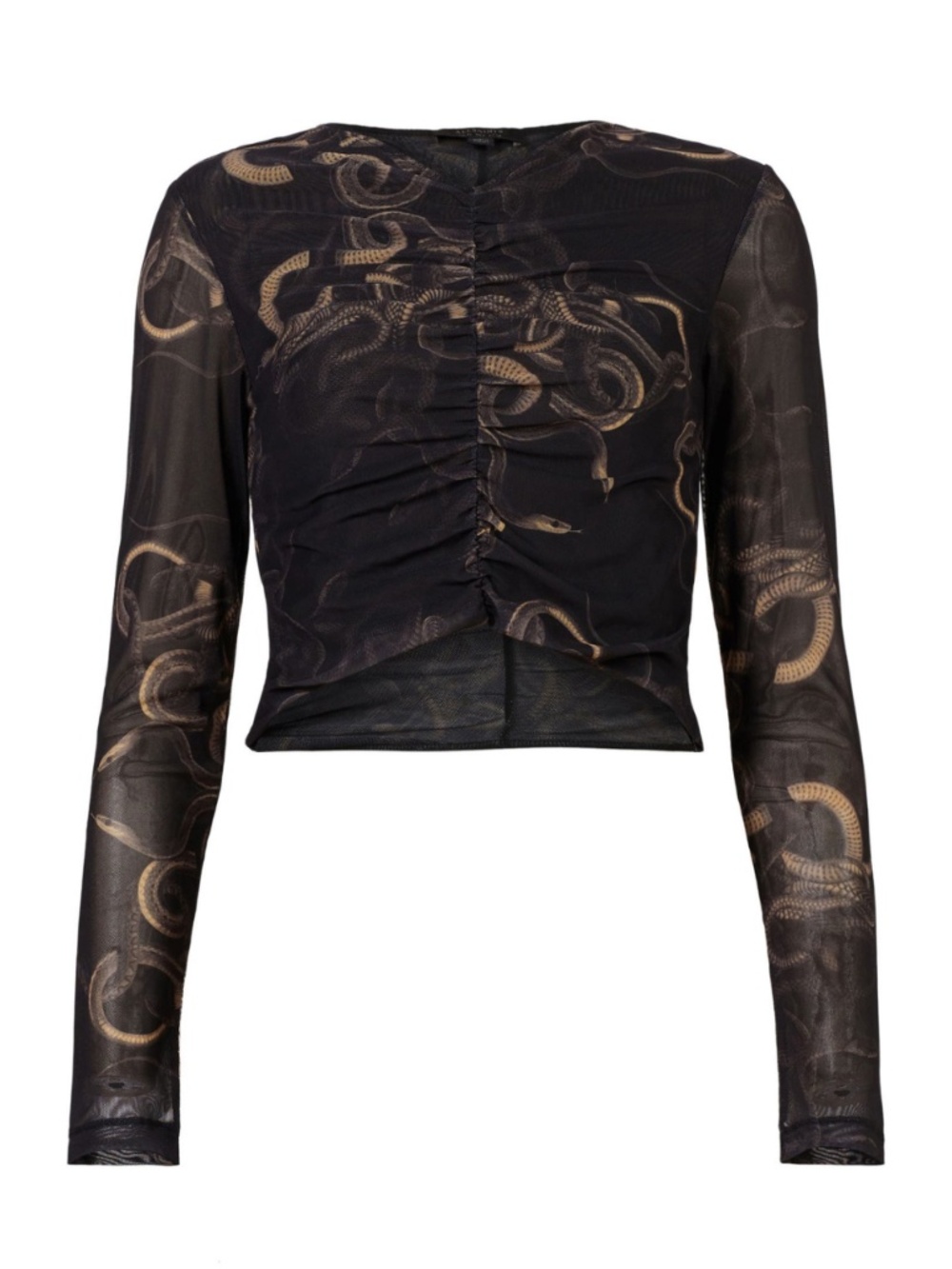 NWOT All Saints Tessia Tempest Ruched Mesh Crop Top